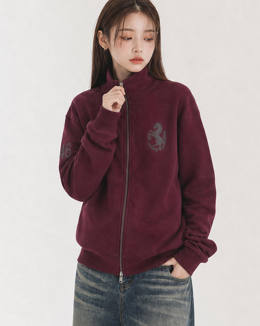 (UNISEX) 46 Horse Jersey Zip-up