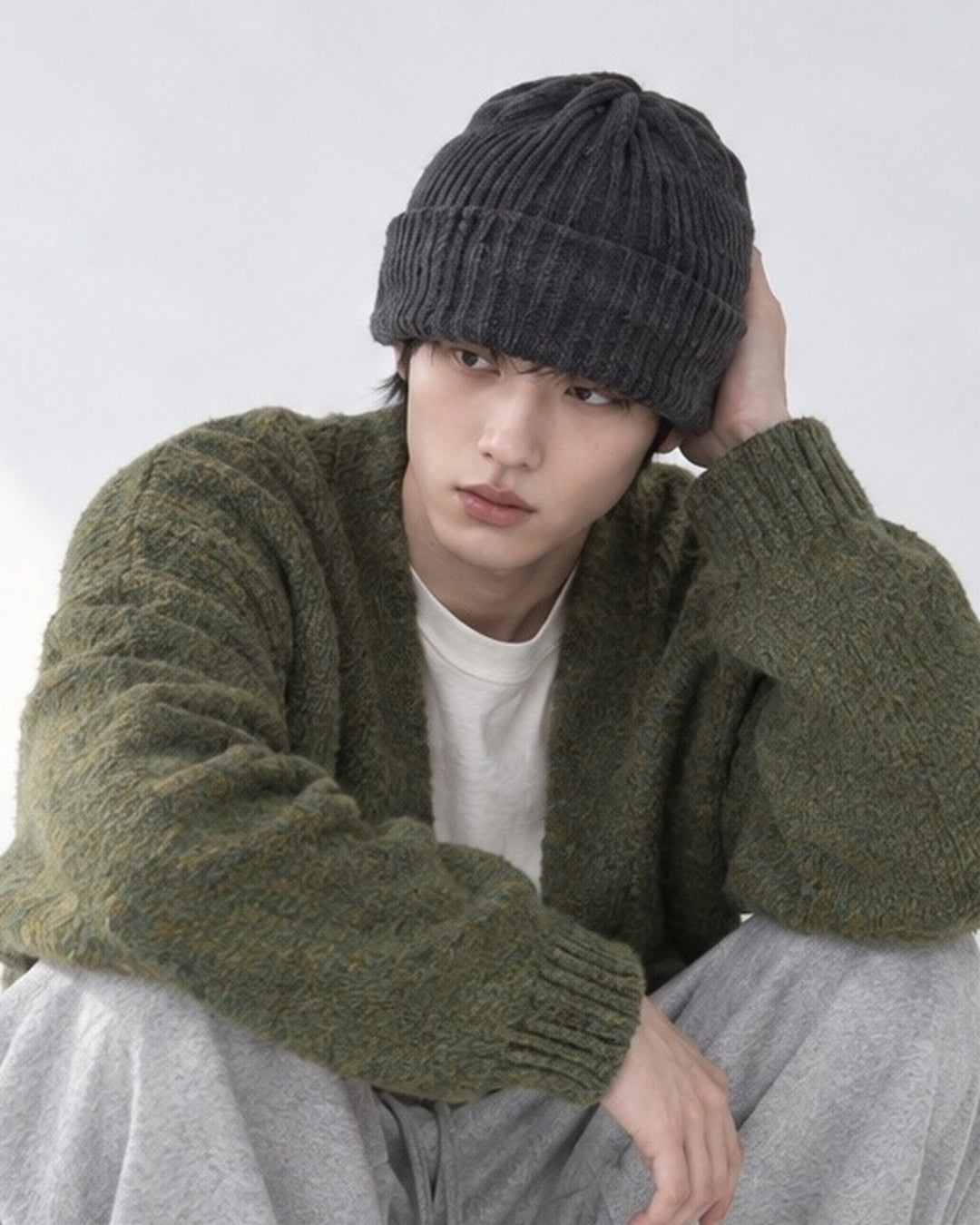 (UNISEX) Bulky Brush Wool Cardigan