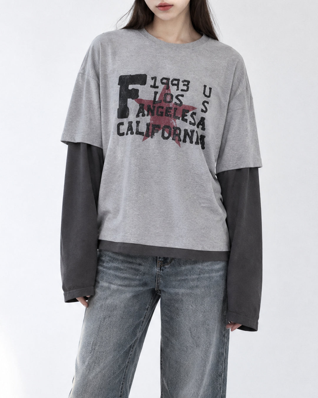 (UNISEX) Retro Star Layered Long Sleeve