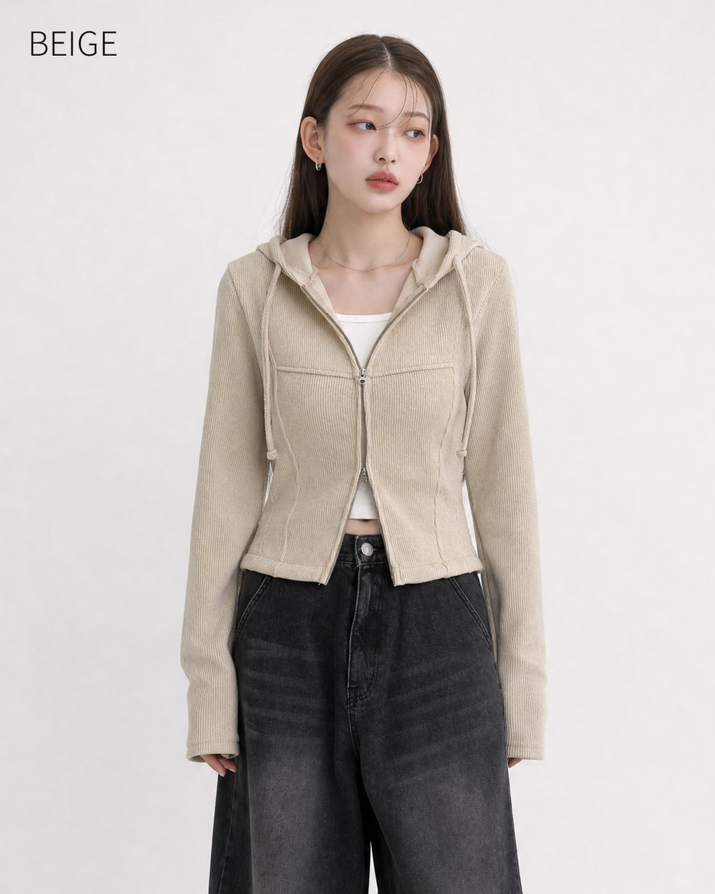 (W's) Side Slit Ribbed Hoodie