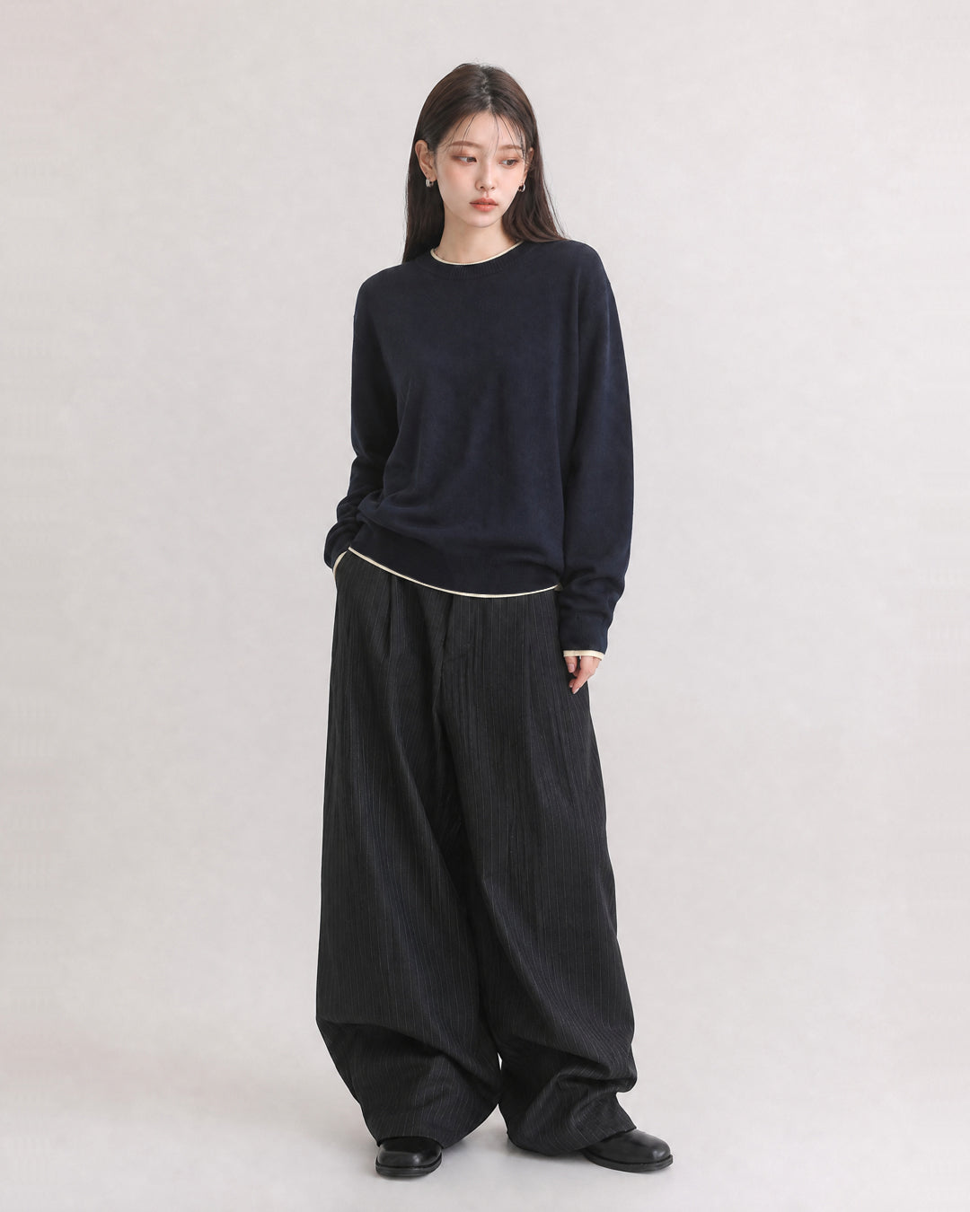(UNISEX) Colorblock Round Knit
