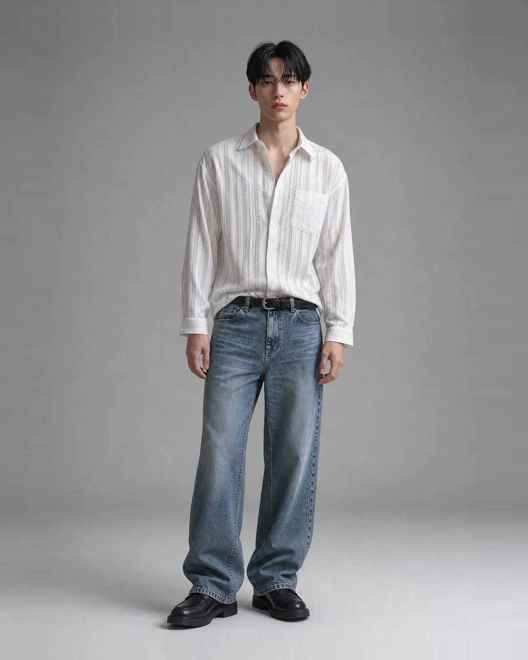 (UNISEX) Airy Lace Net Shirt