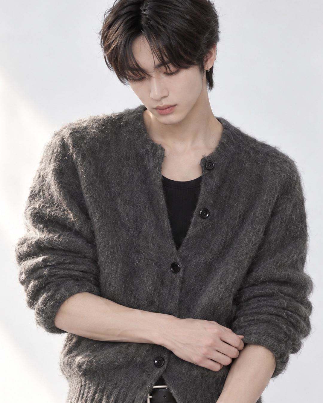 (UNISEX) Angora Crop Cardigan