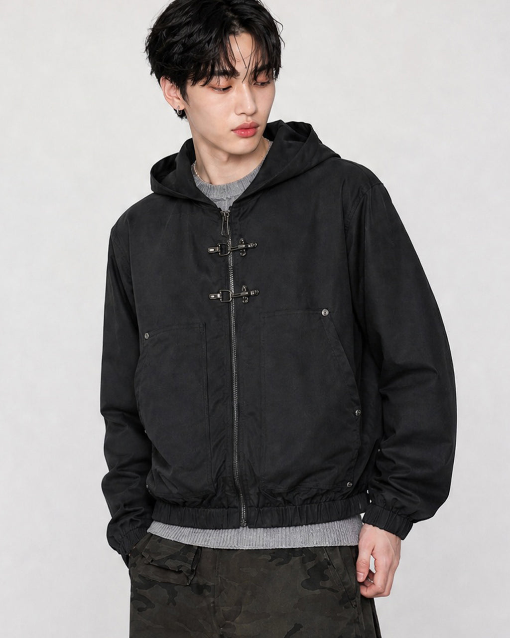 (UNISEX) Buckle Hood Jumper