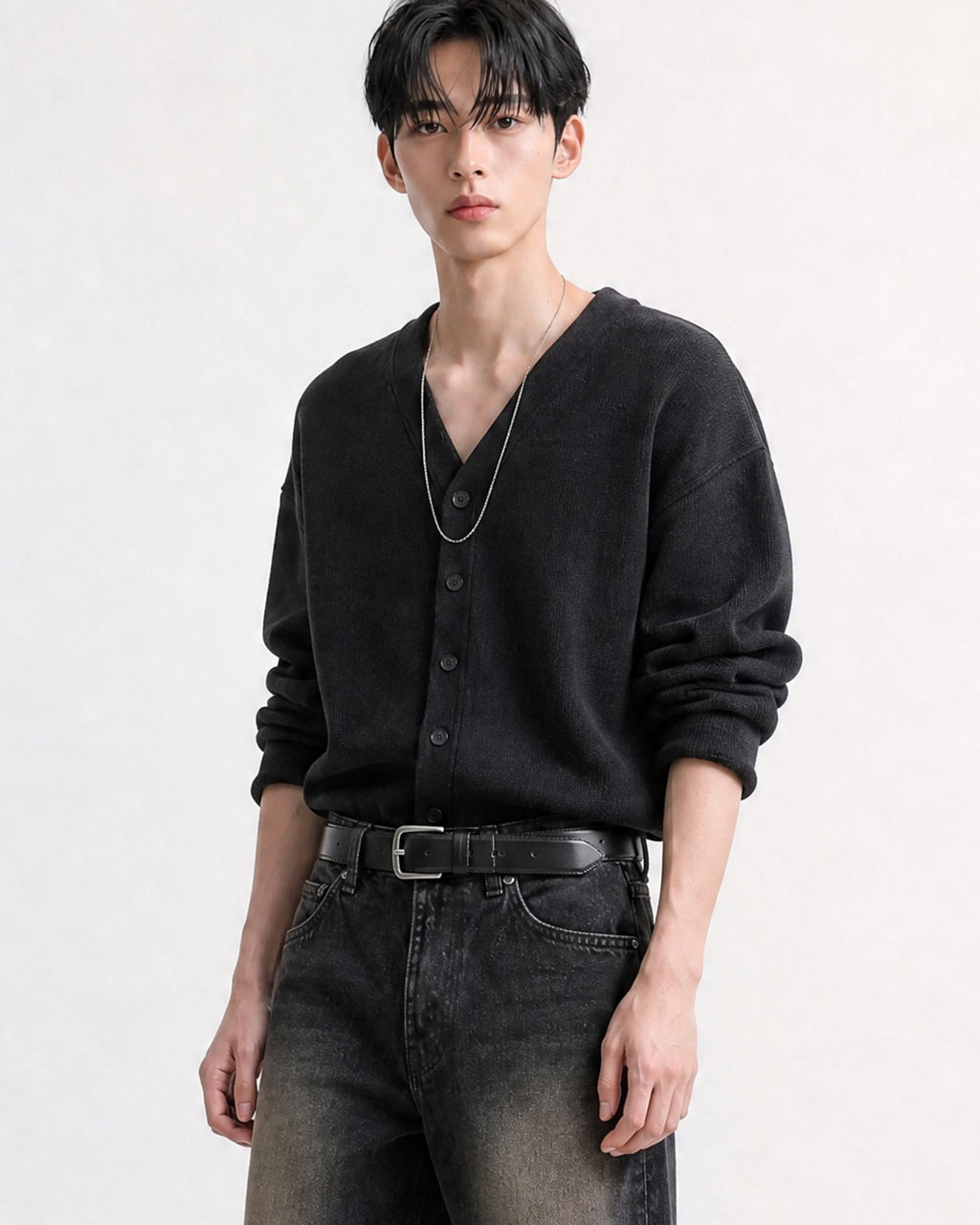 (UNISEX) Knitted V-Neck Cardigan