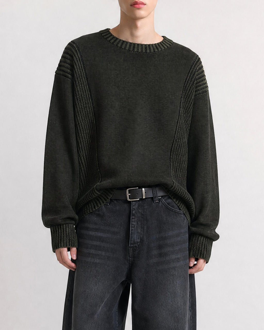 (UNISEX) Two-Tone Round Knit