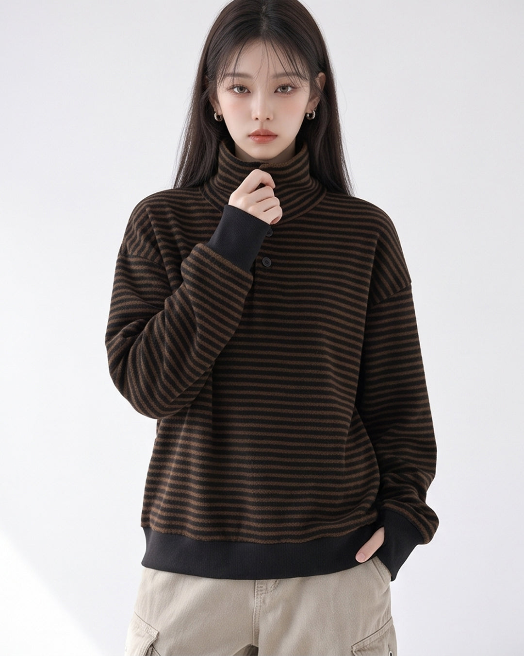(UNISEX) 2Way Finger Hole Fleece Top