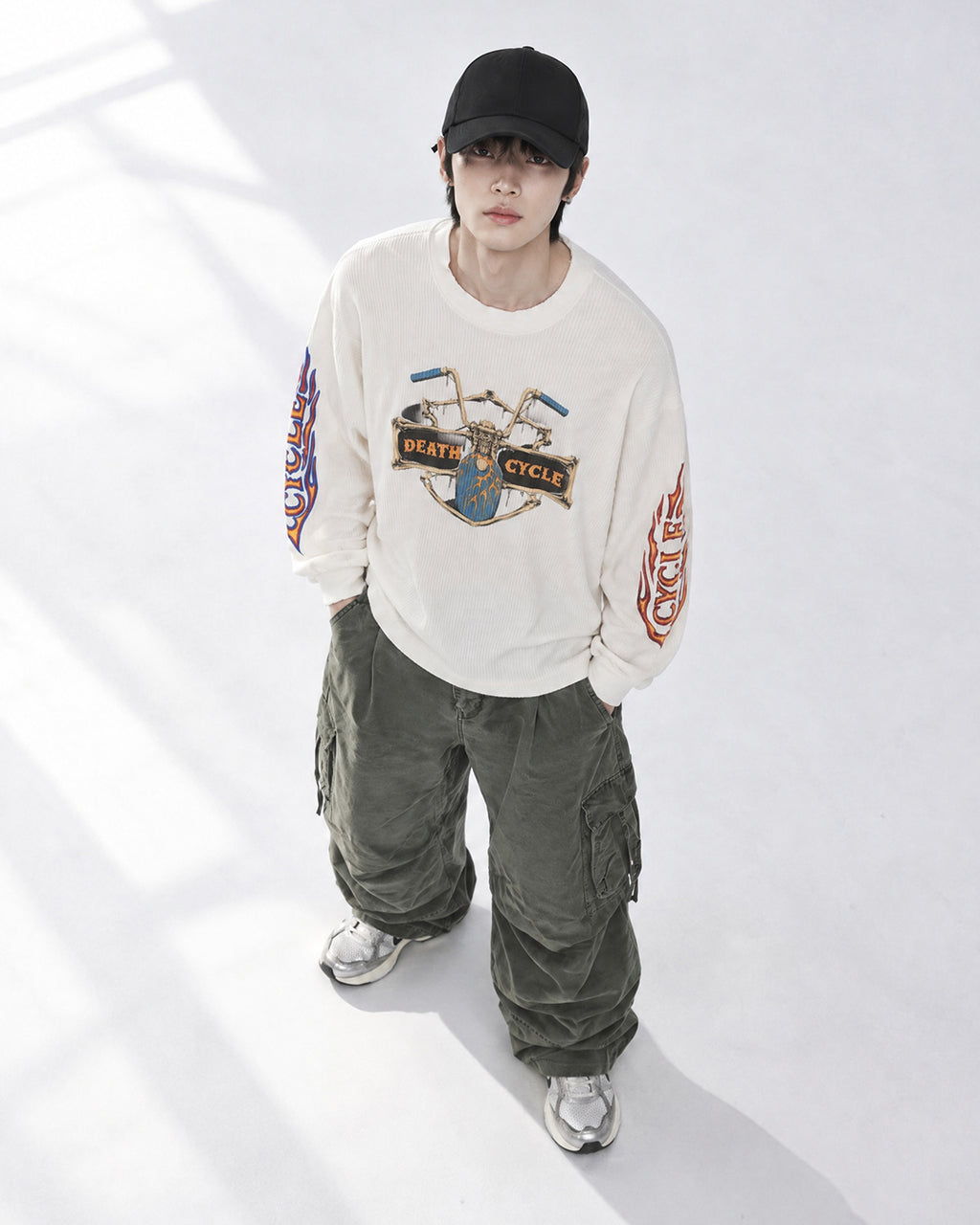 (UNISEX) Cycle Washed Waffle Long Sleeve
