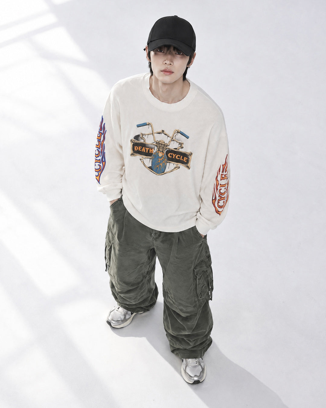 (UNISEX) Cycle Washed Waffle Long Sleeve