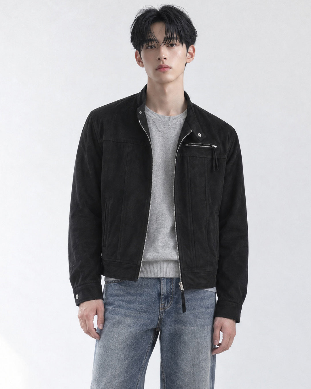 (UNISEX) Le Mans Biker Suede Crop Jacket