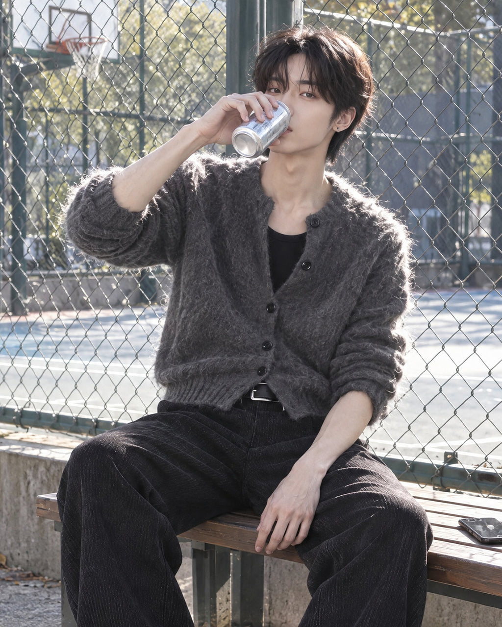 (UNISEX) Angora Crop Cardigan