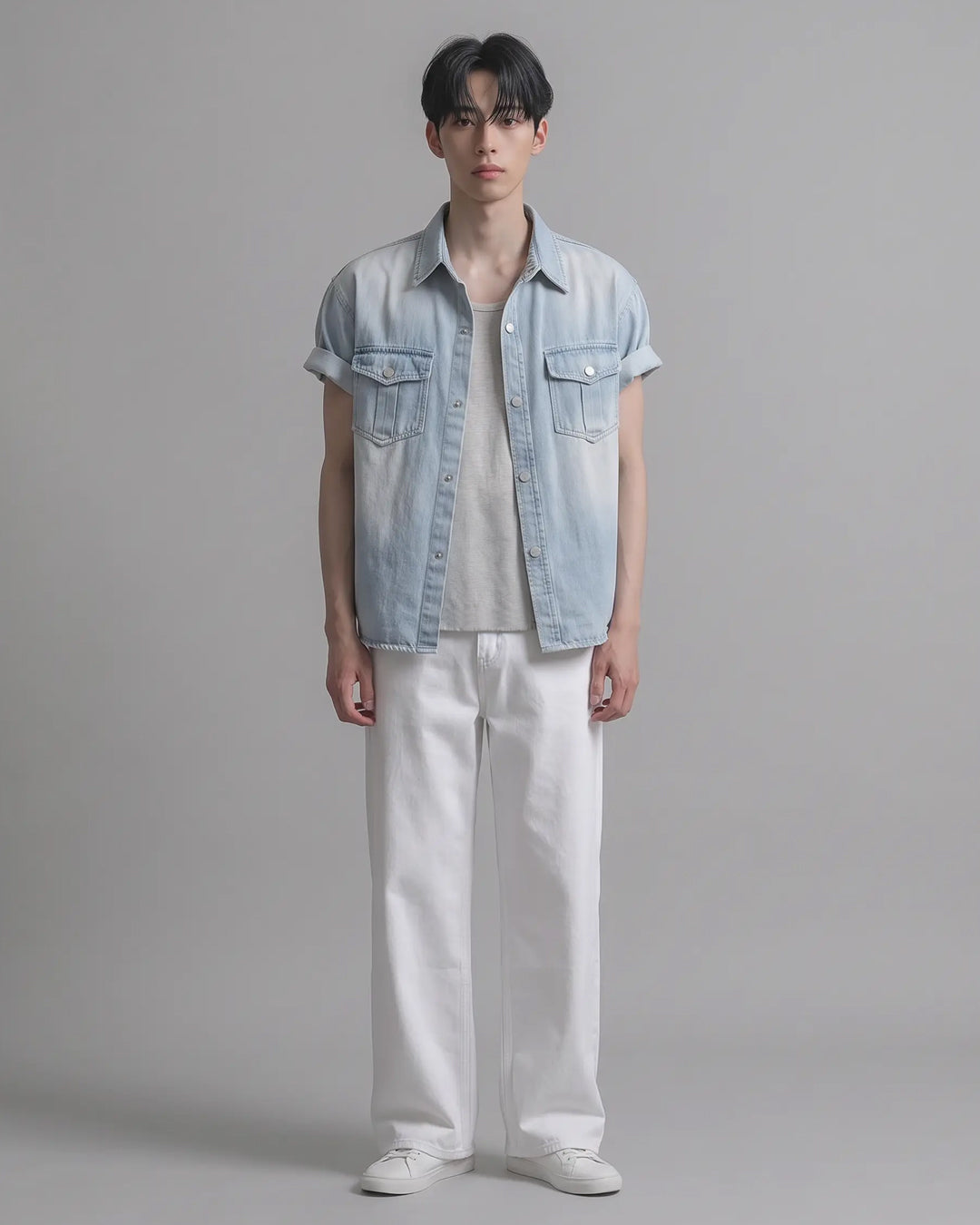 (UNISEX) Slub Denim Over Shirts