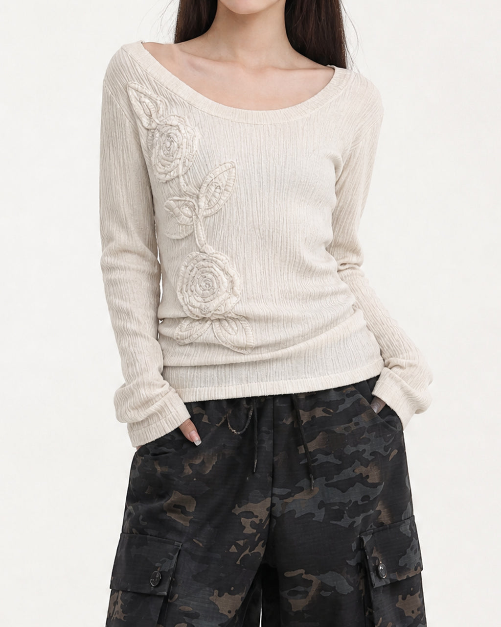 (W's) Petal Ribbed Knit
