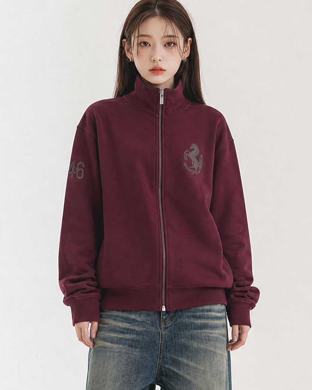(UNISEX) 46 Horse Jersey Zip-up