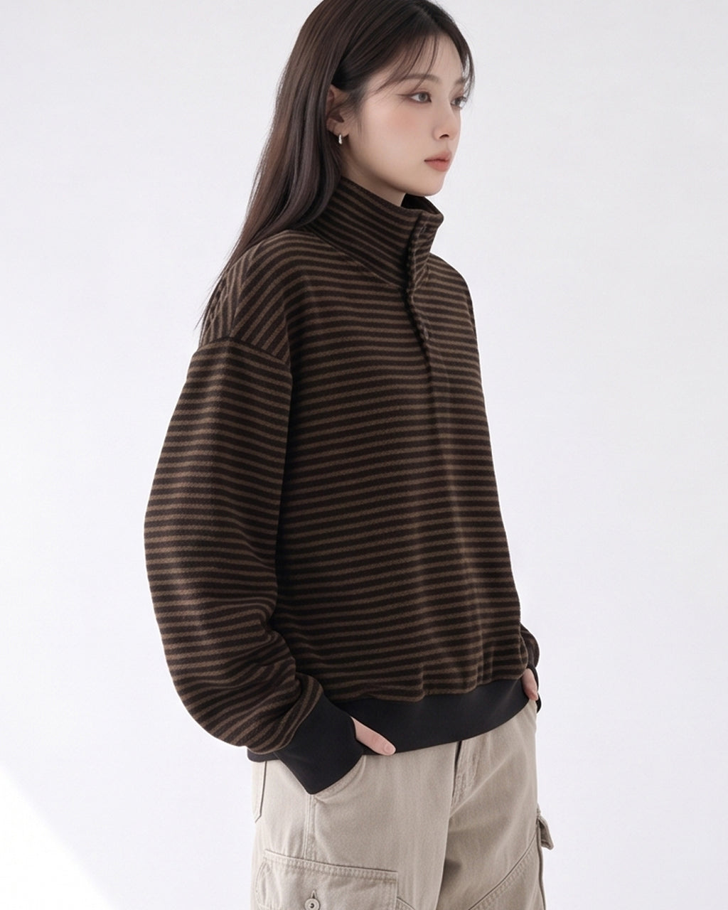 (UNISEX) 2Way Finger Hole Fleece Top
