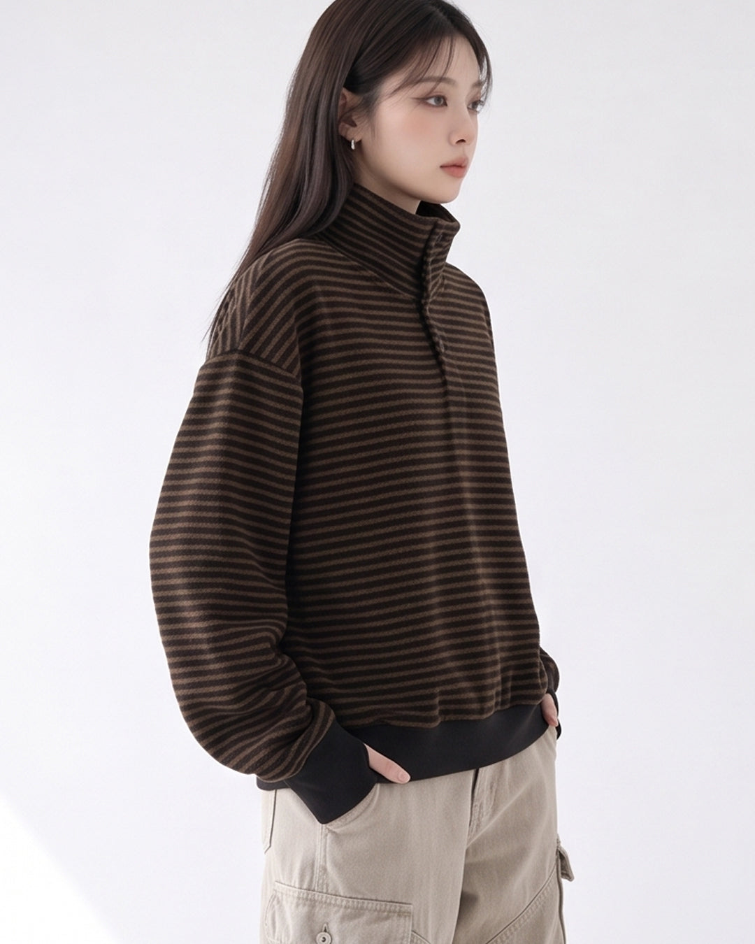 (UNISEX) 2Way Finger Hole Fleece Top