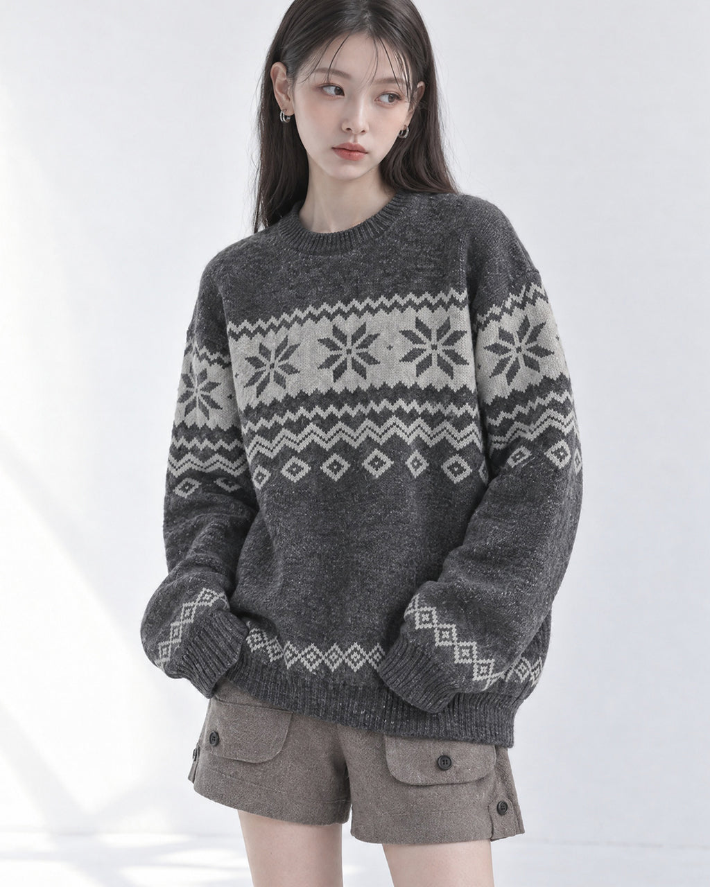 (UNISEX) Plain Nordic Knit
