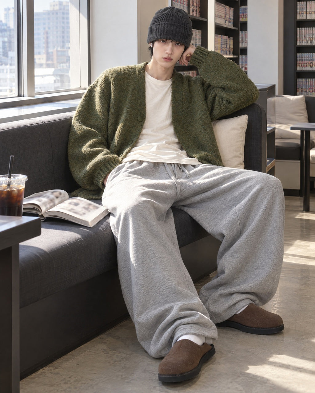 (UNISEX) Bulky Brush Wool Cardigan