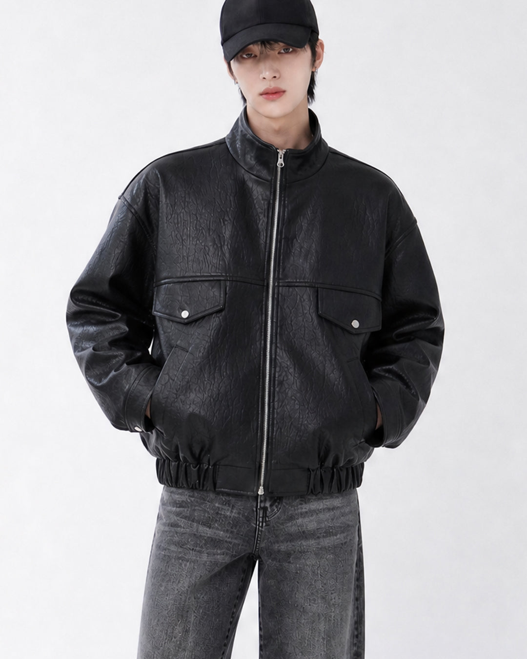 (UNISEX) Rush Crop Leather Jacket