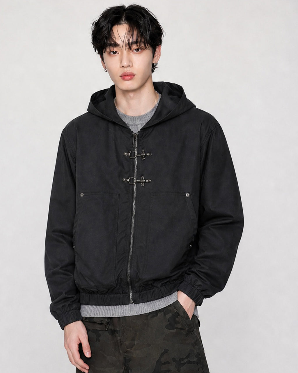 (UNISEX) Buckle Hood Jumper