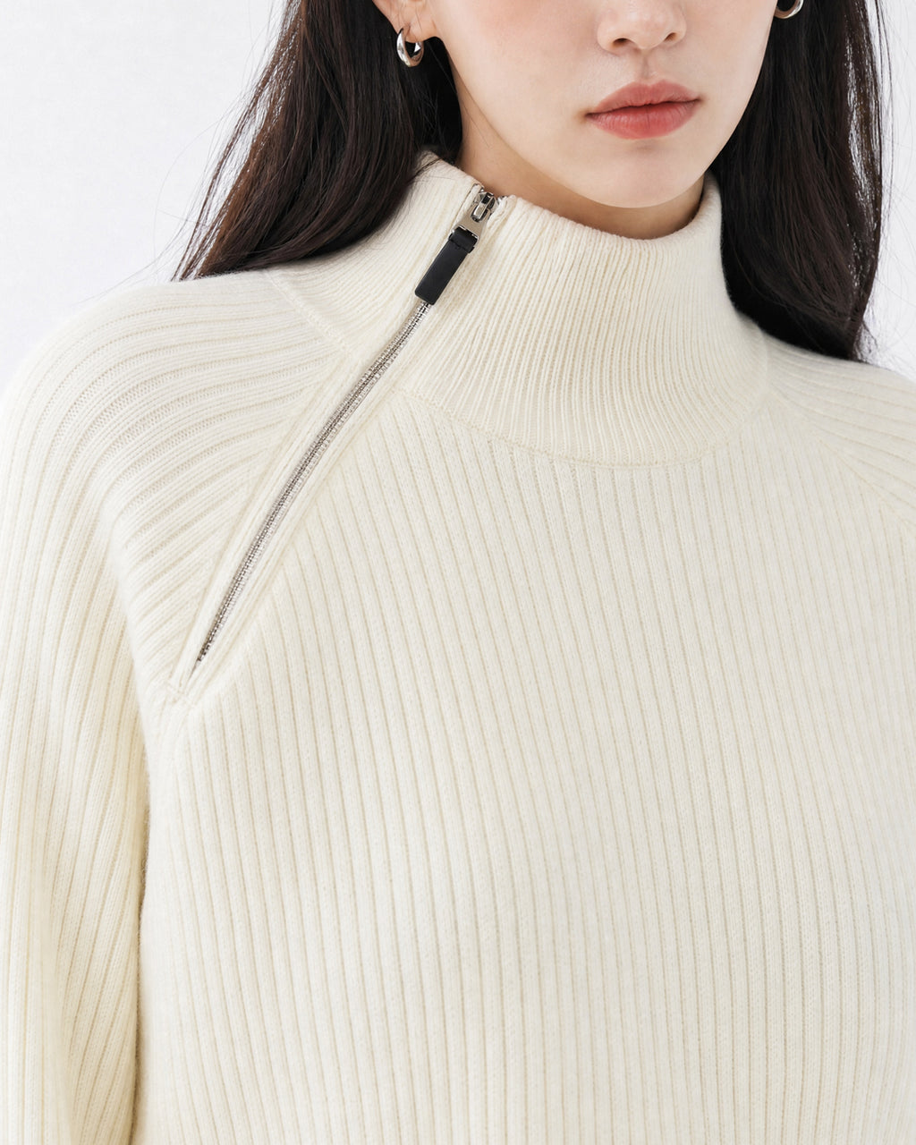 (UNISEX) Shoulder Half Zip-Up Raglan Knit