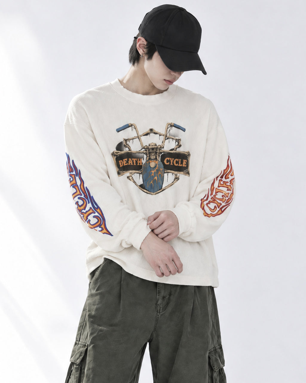 (UNISEX) Cycle Washed Waffle Long Sleeve