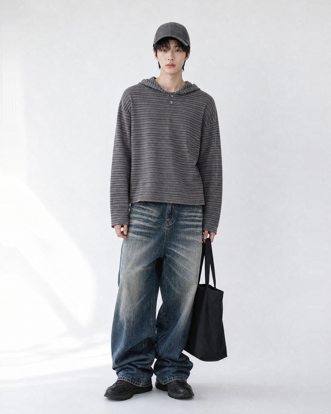 (UNISEX) Multi Stripe Hood Long Sleeve