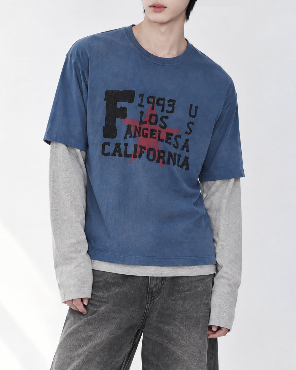 (UNISEX) Retro Star Layered Long Sleeve