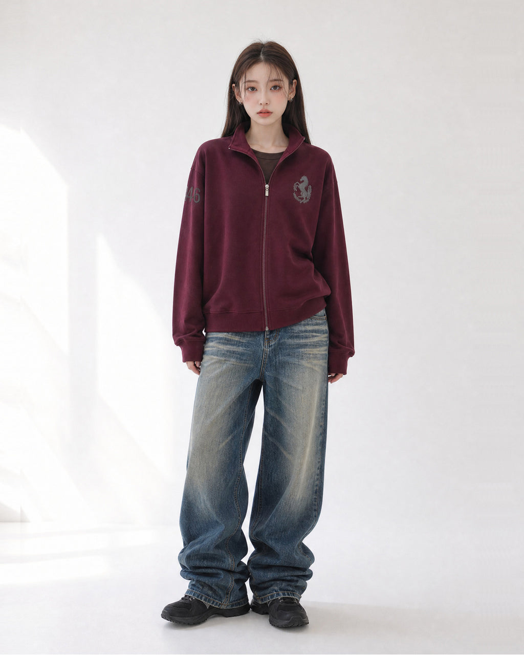 (UNISEX) 46 Horse Jersey Zip-up