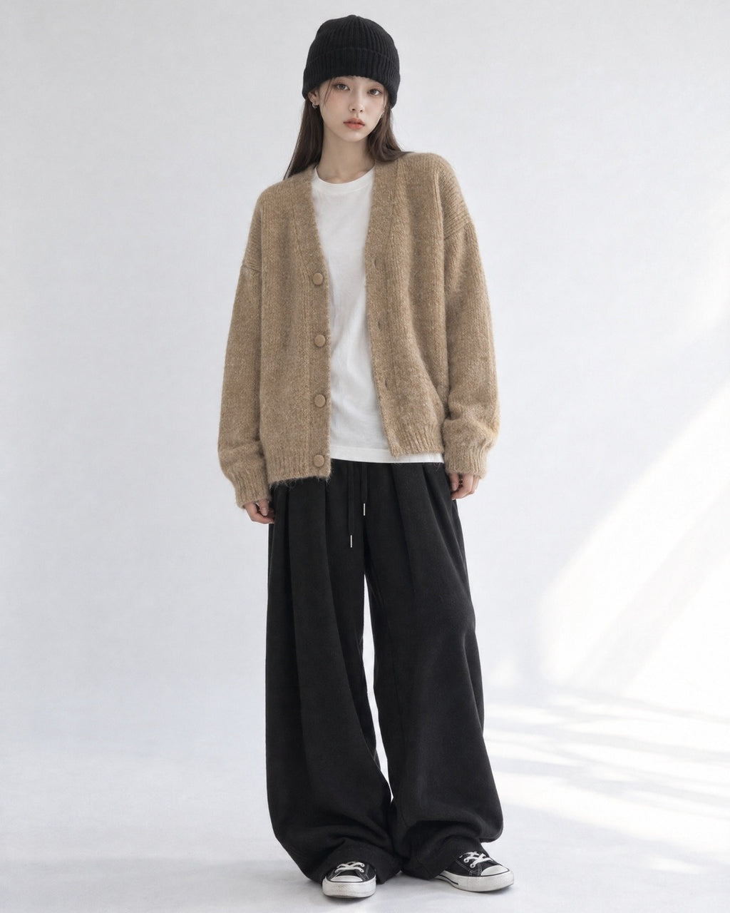 (UNISEX) Bulky Brush Wool Cardigan