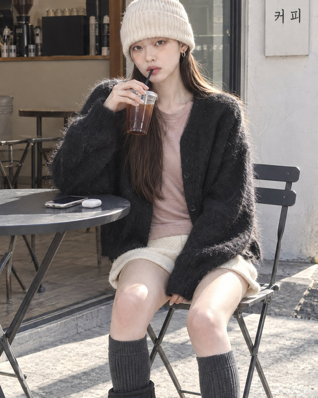 (UNISEX) Angora Crop Cardigan