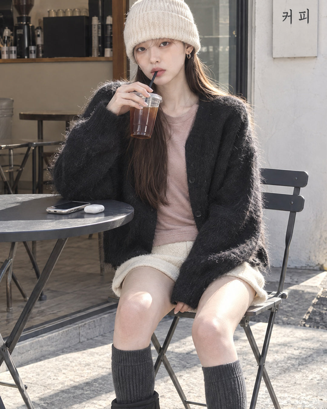 (UNISEX) Angora Crop Cardigan