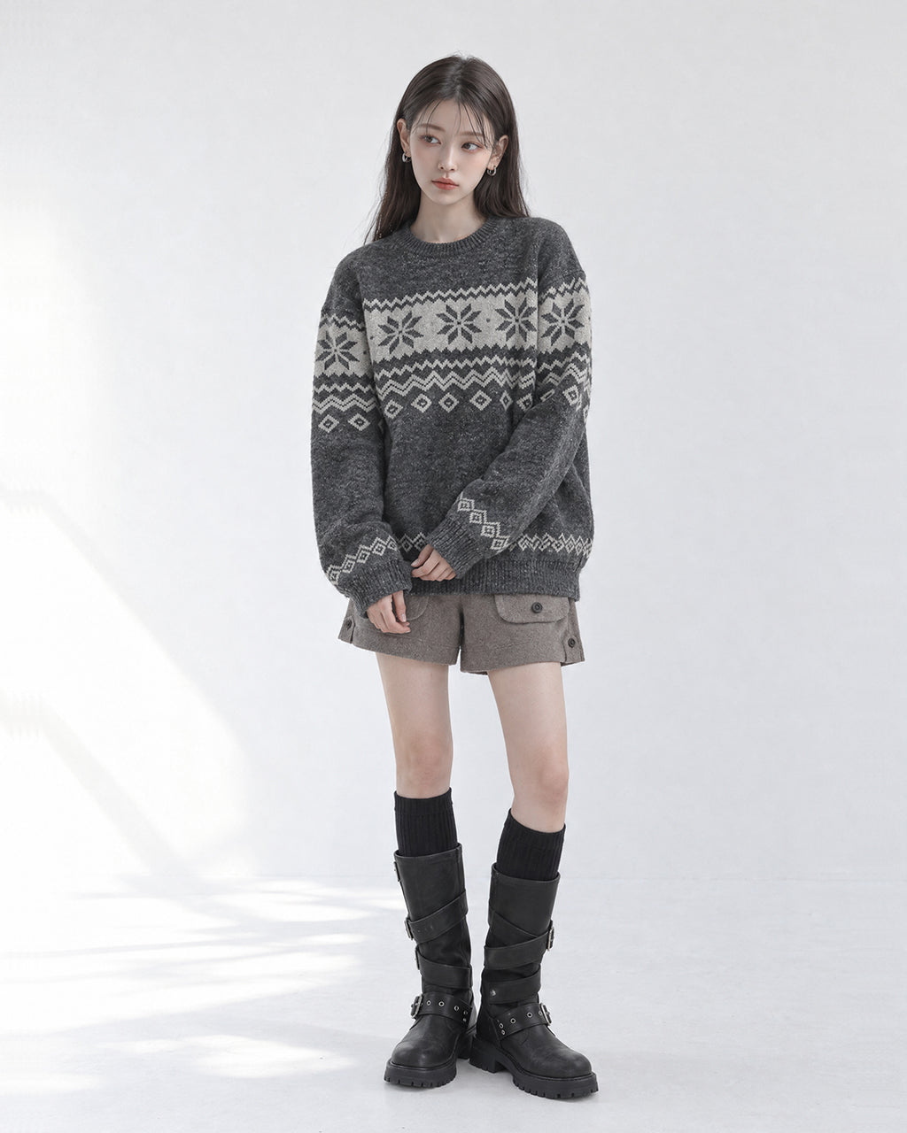 (UNISEX) Plain Nordic Knit