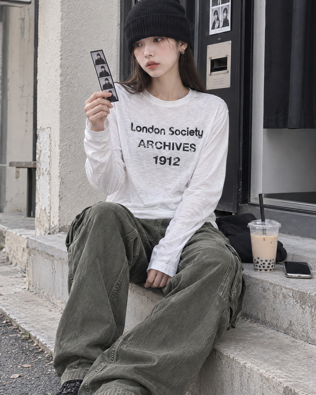 (UNISEX) London Long Sleeve Slub Tee