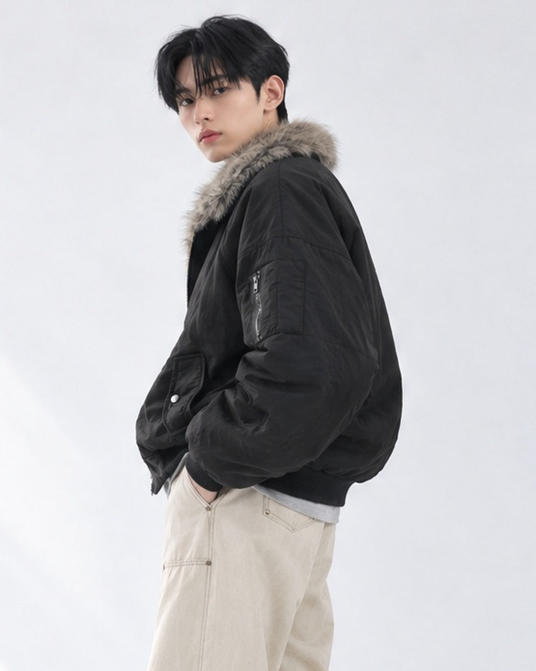 (UNISEX) Fur Trimming Quilted MA-1