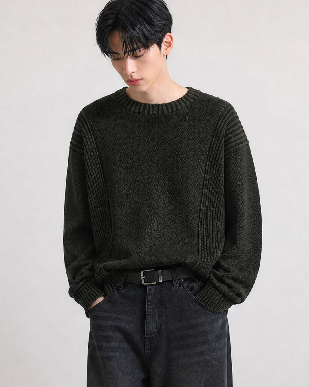 (UNISEX) Two-Tone Round Knit