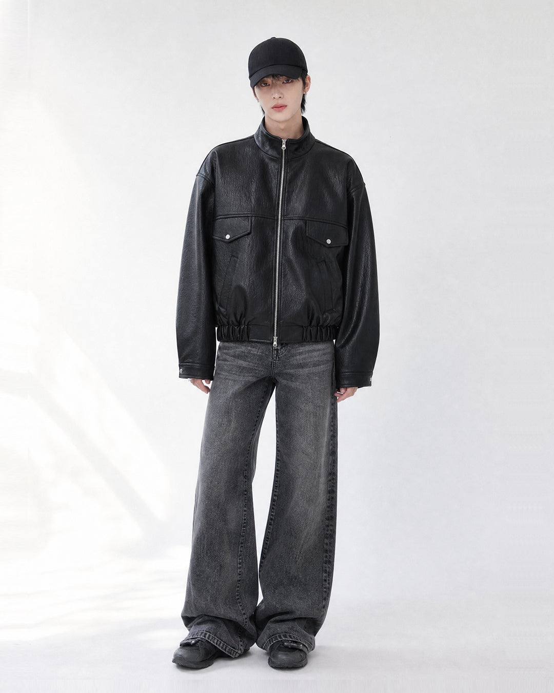 (UNISEX) Rush Crop Leather Jacket
