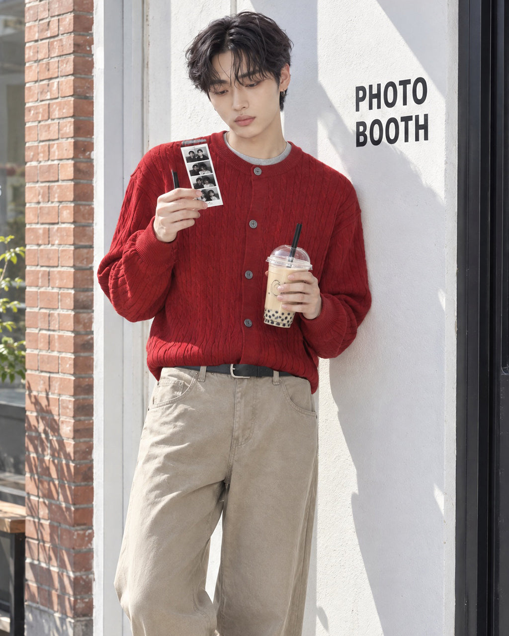 (UNISEX) Brioche Crew Neck Cardigan