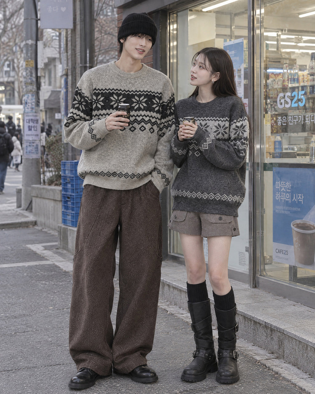 (UNISEX) Plain Nordic Knit