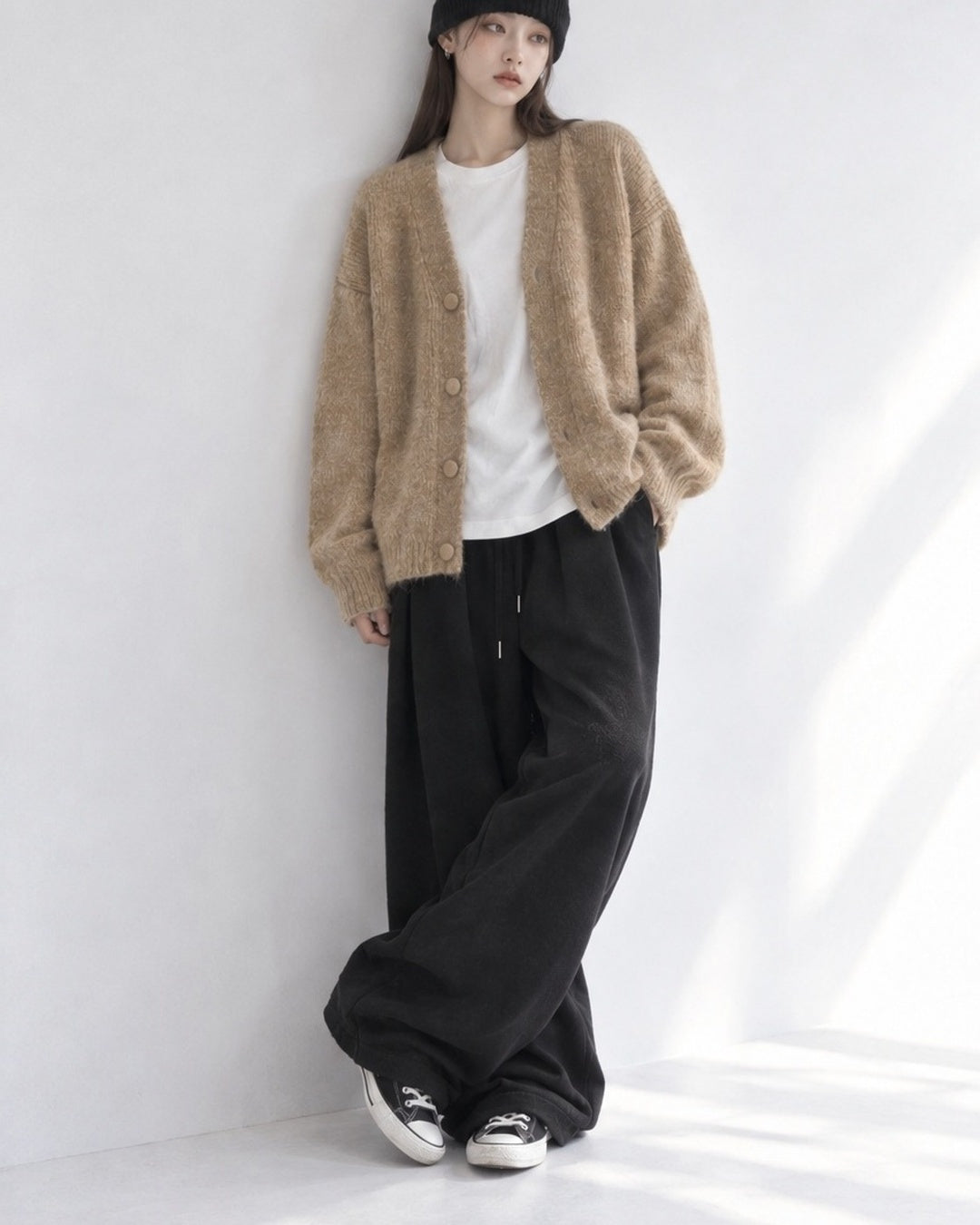 (UNISEX) Bulky Brush Wool Cardigan