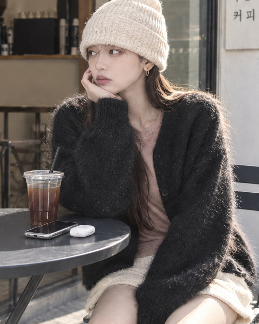 (UNISEX) Angora Crop Cardigan