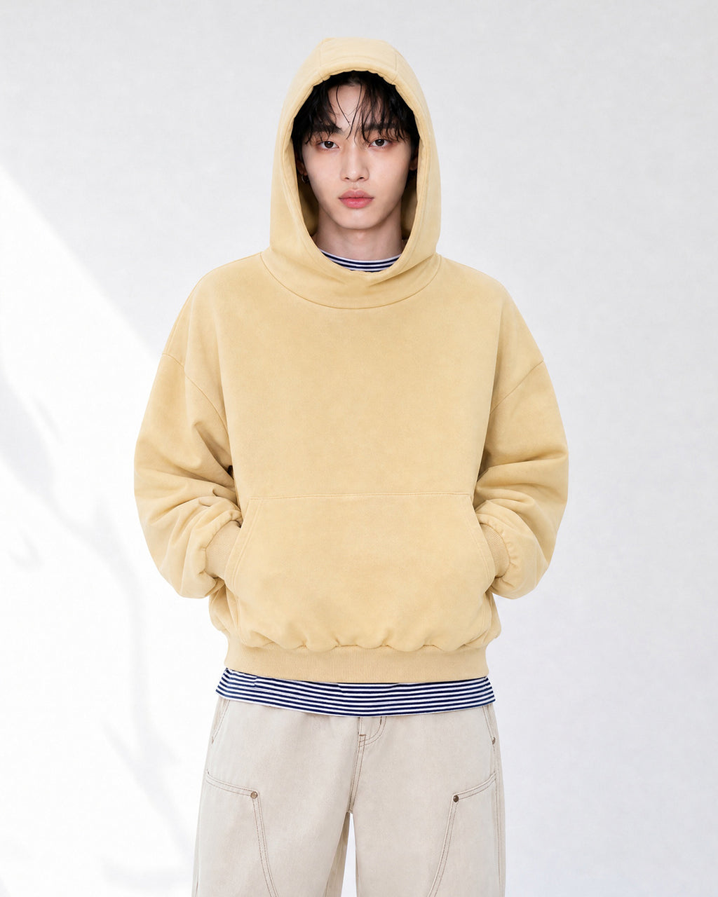 (UNISEX) Half High Neck Crop Hoodie