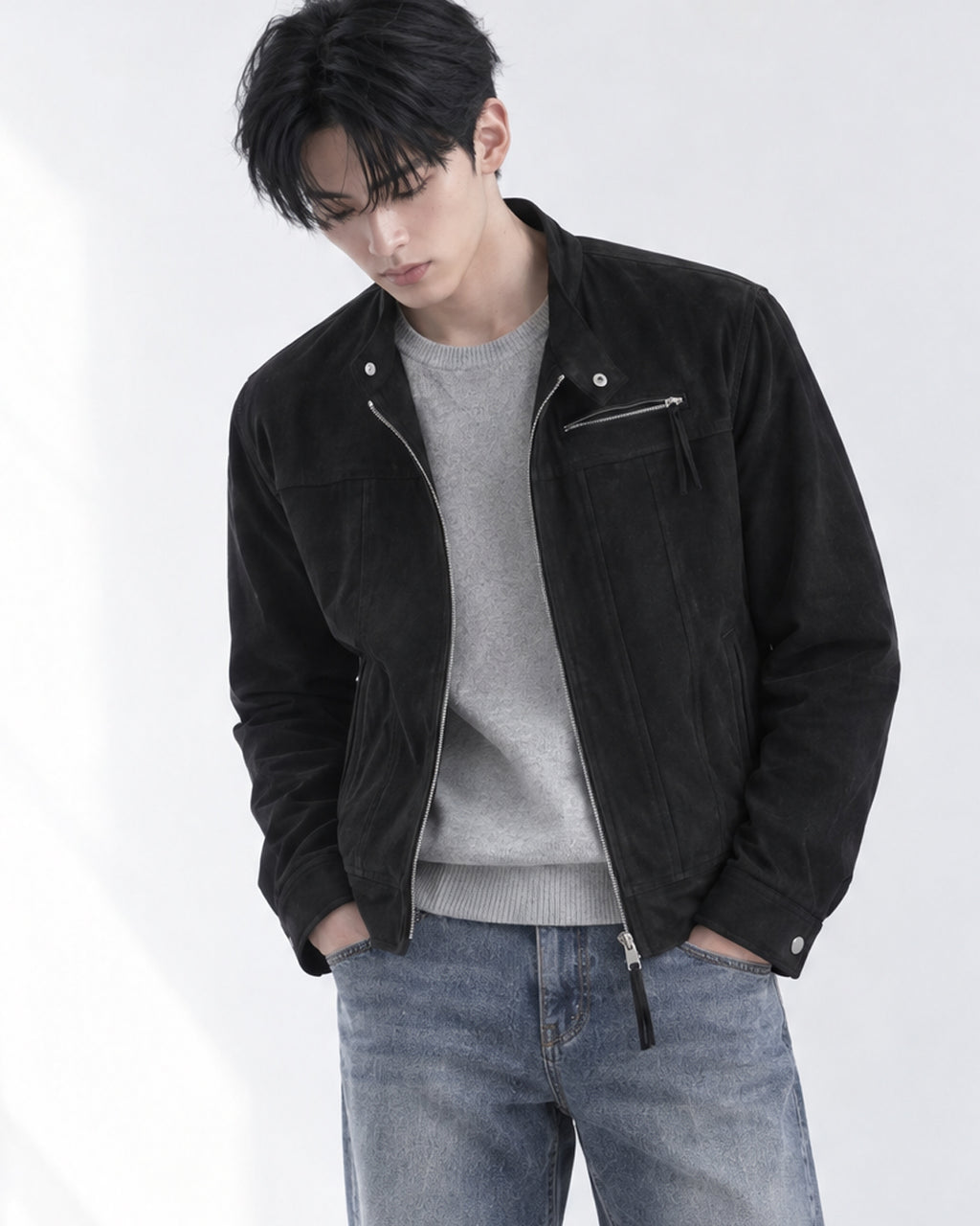 (UNISEX) Le Mans Biker Suede Crop Jacket