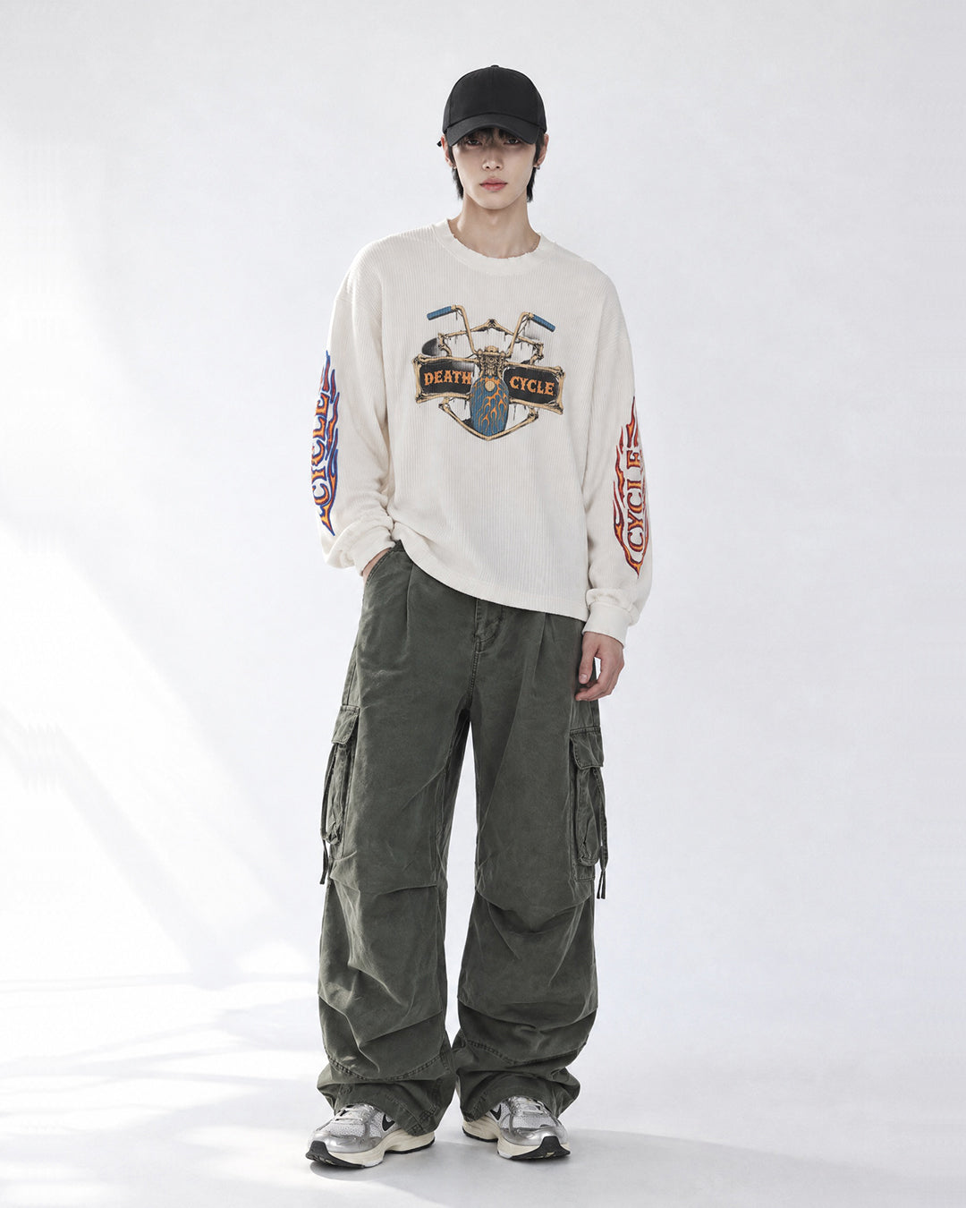 (UNISEX) Cycle Washed Waffle Long Sleeve