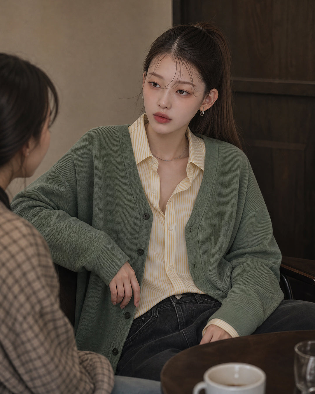 (UNISEX) Knitted V-Neck Cardigan