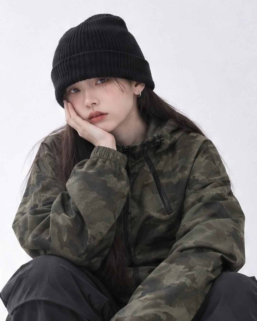 (UNISEX) Camo 3way Zip Hooded Jacket