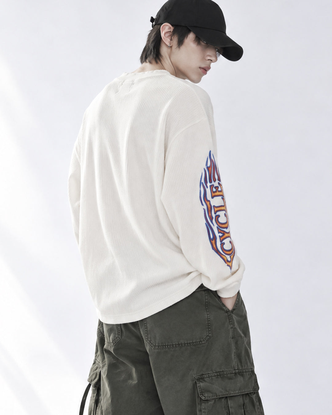 (UNISEX) Cycle Washed Waffle Long Sleeve
