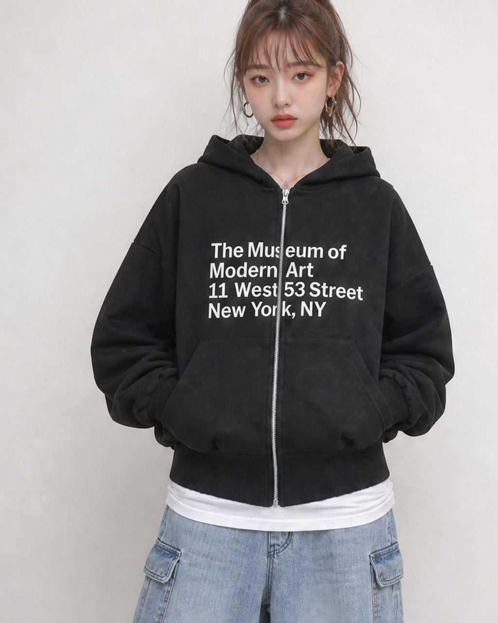 (UNISEX) Museum Bonded Hood Zip-Up