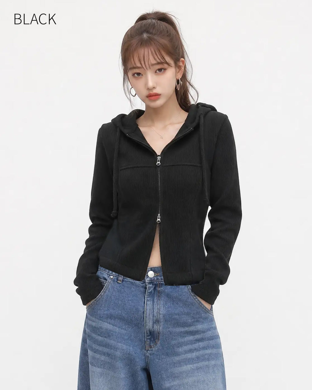 (W's) Side Slit Ribbed Hoodie