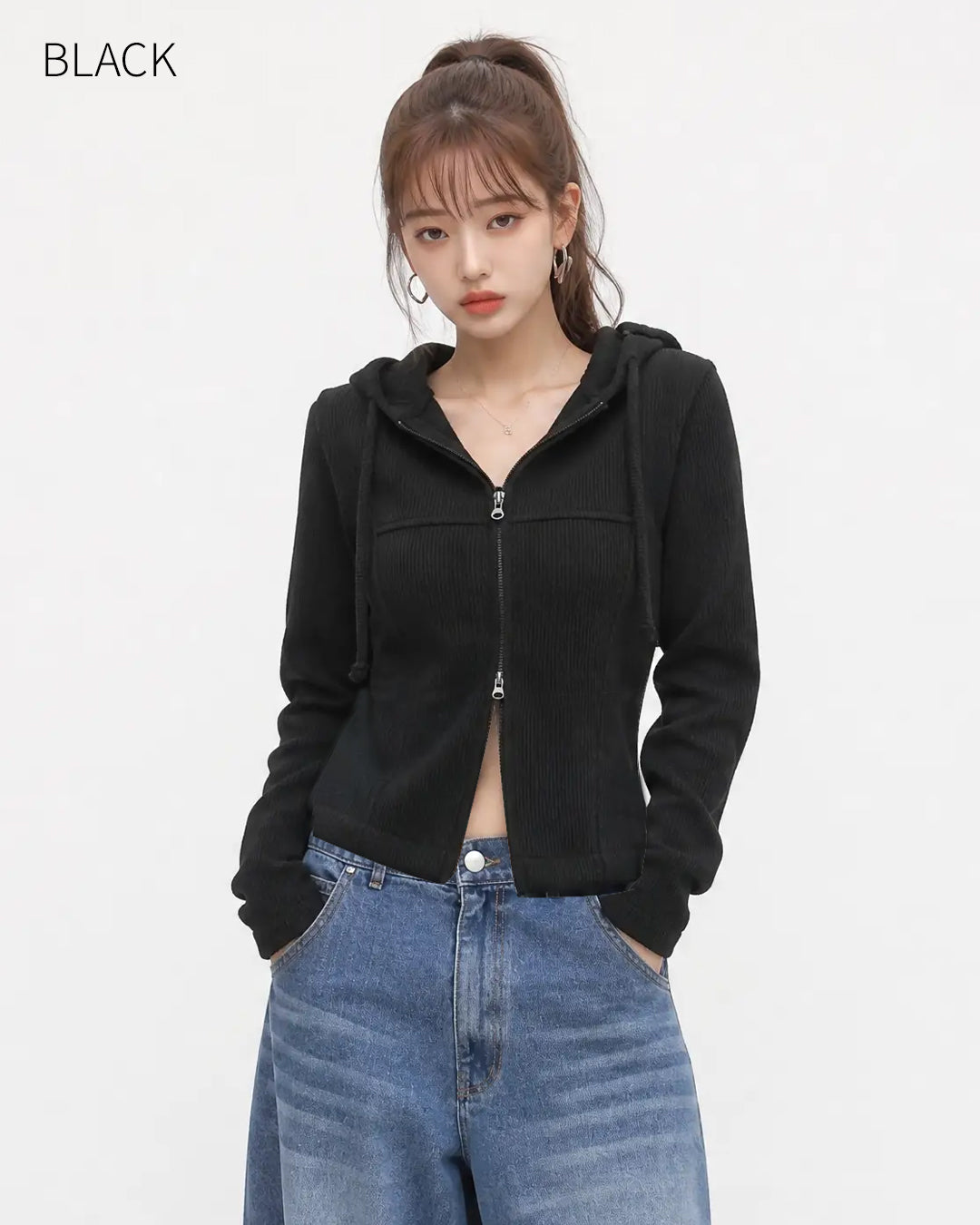 (W's) Side Slit Ribbed Hoodie